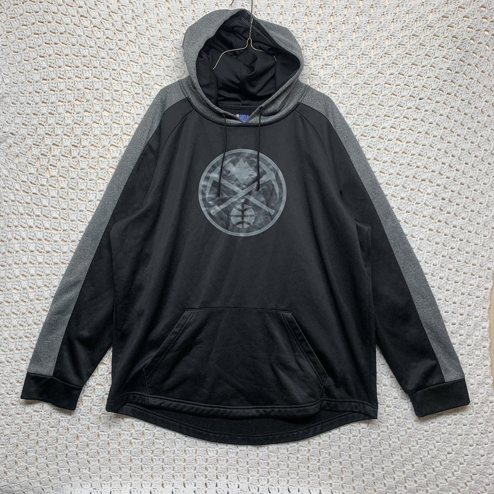 Denver Nuggets Marble Logo Pullover Hoodie Men's Size‎ XL Black Drawstring